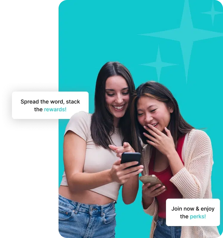 AllBetter referral program — two friends sharing the app and earning rewards