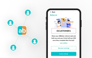 Share your unique AllBetter referral code via text, email, or social