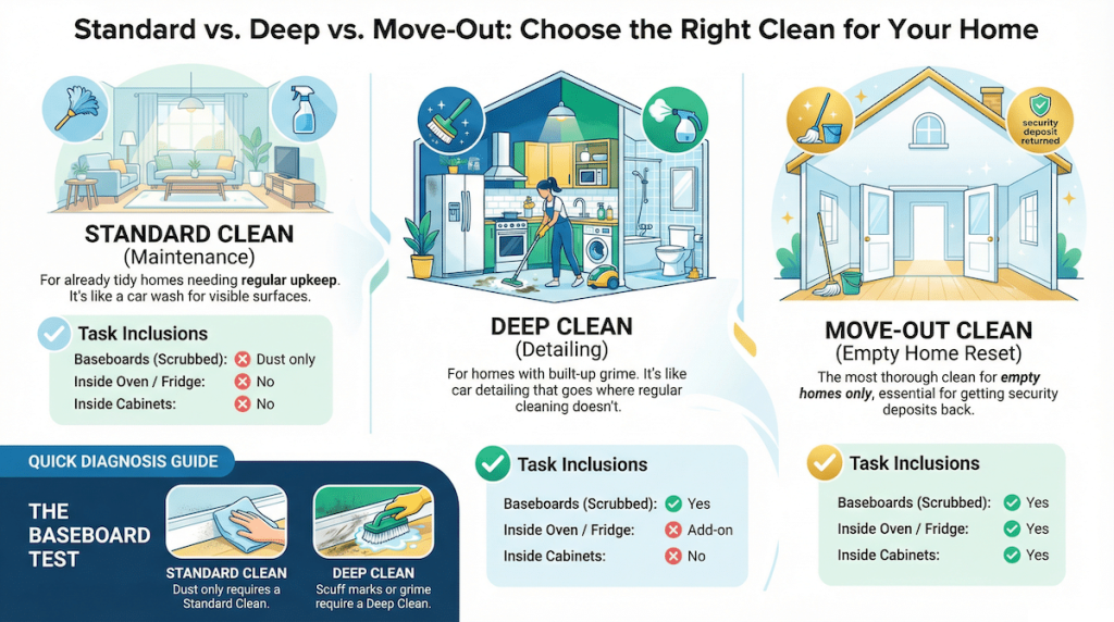 Deep Clean vs. Standard vs. Move-Out- Which Do You Need