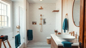 budget bathroom renovation with modern fixtures and subway tile
