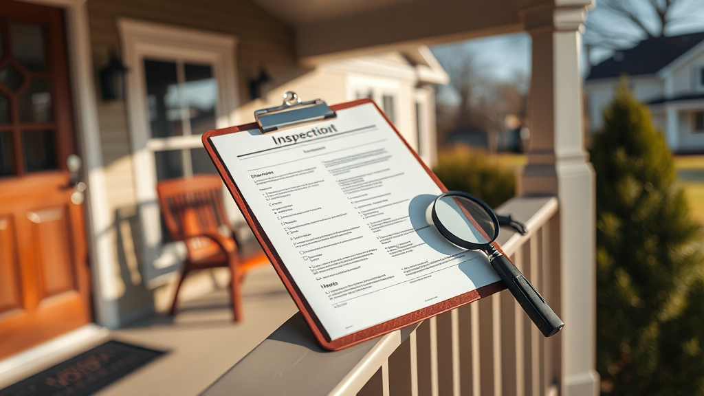 Home inspection checklist during buying process with clipboard