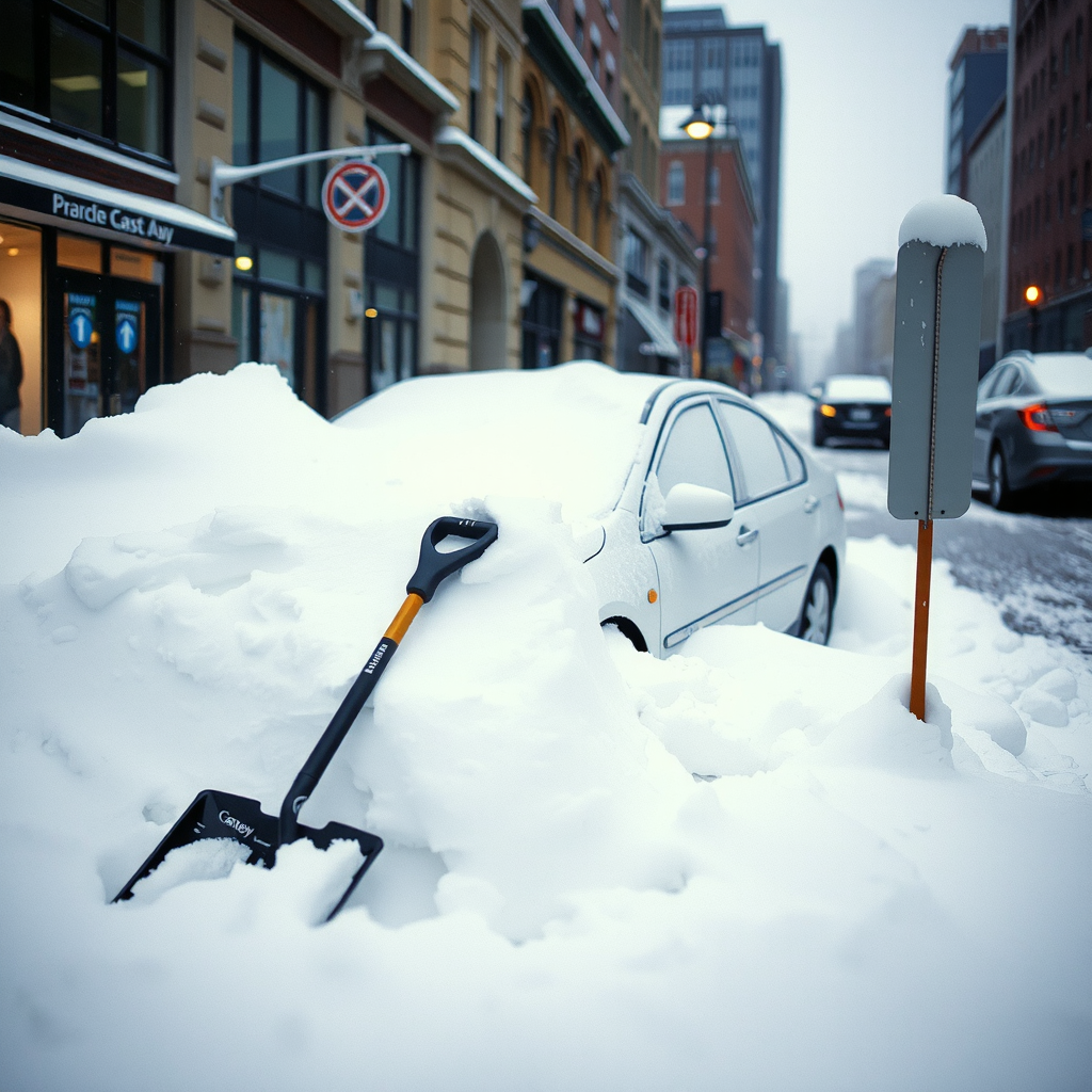 Car dig-out service for vehicles trapped by city plows