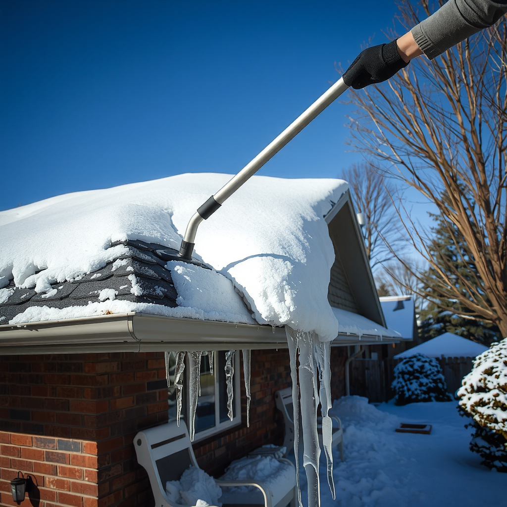 Roof raking service to prevent ice dams