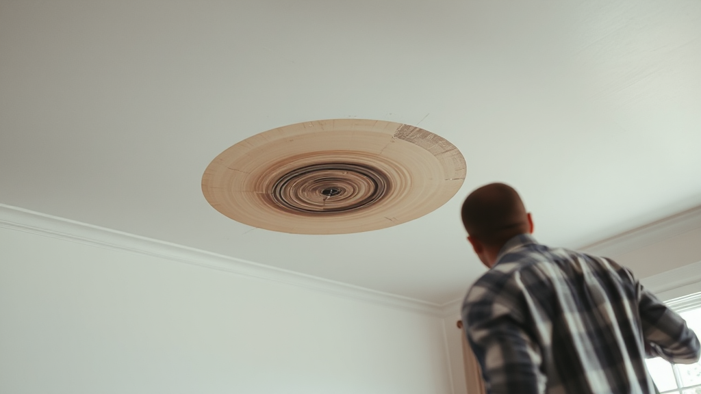 Water damage signs on ceiling during home buying inspection