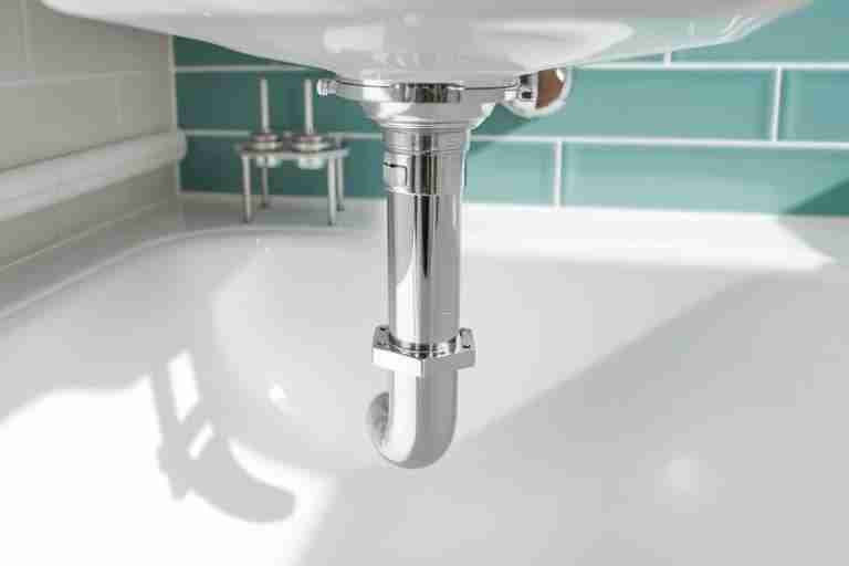Chrome P-trap under a modern sink — 3 verified plumber bids on AllBetter