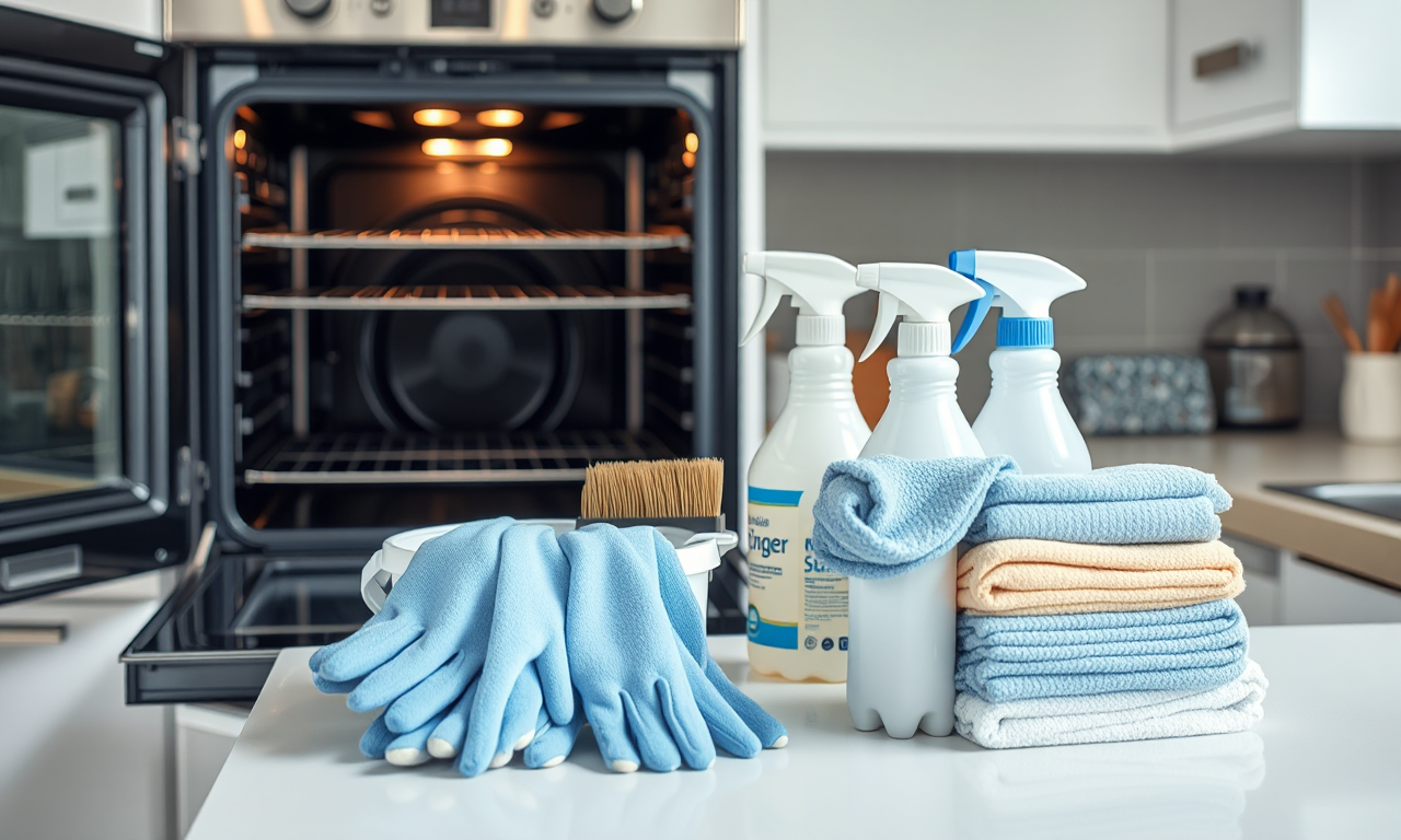 Deep clean a rental property — oven and kitchen mid turnover clean with supplies staged