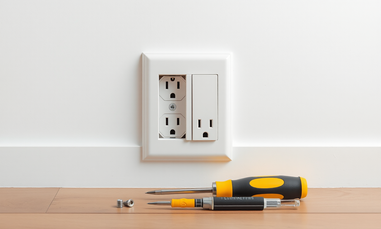 Electrical outlet repair cost — outlet open with capped wires, voltage tester and insulated screwdriver
