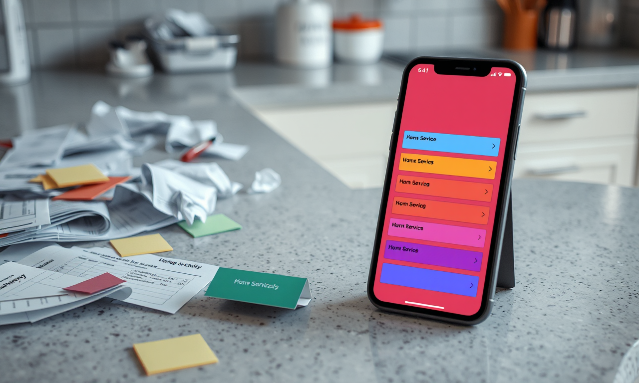Handyman app vs texting — scattered paper notes versus an organized home services app
