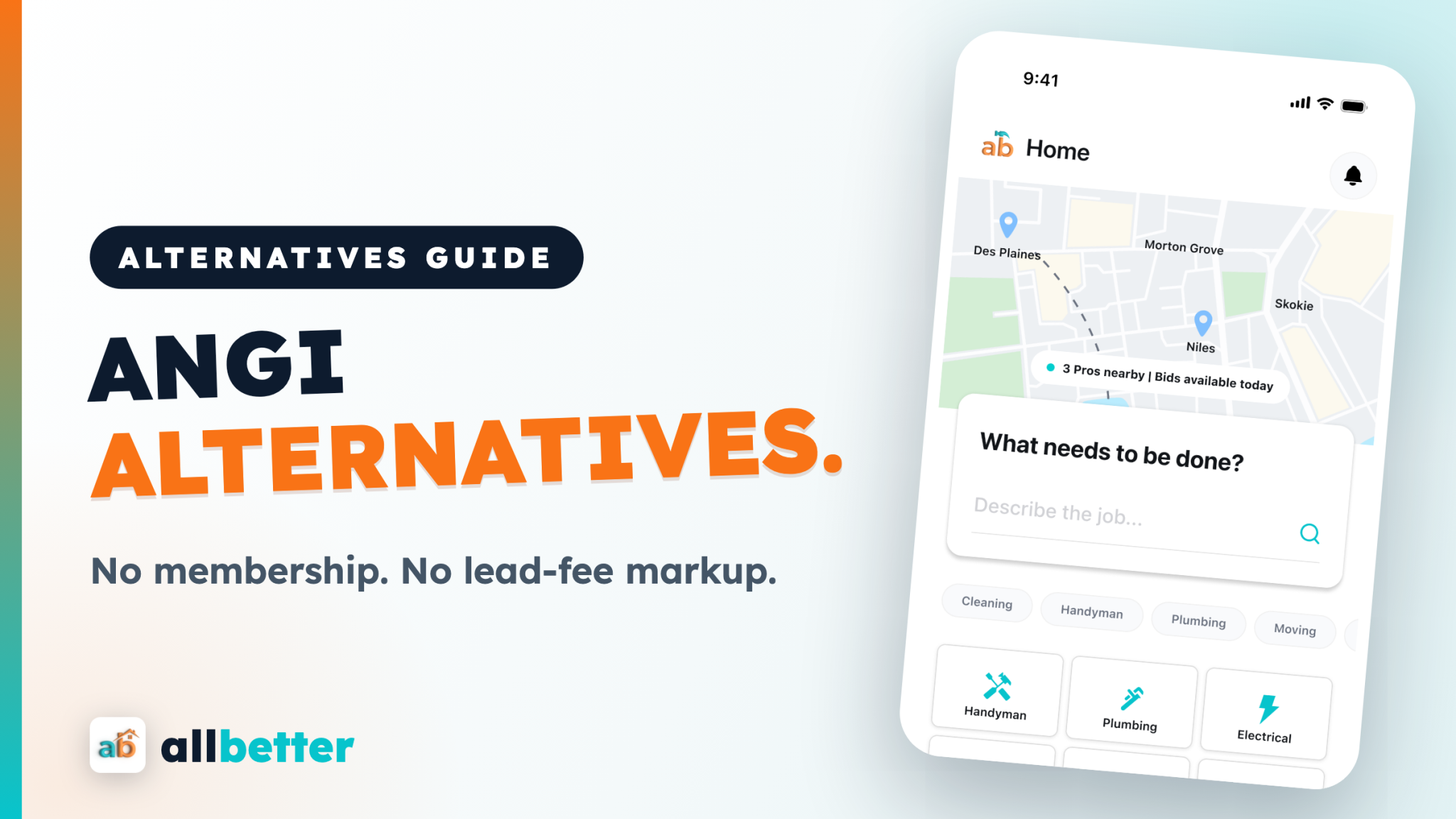 Angi alternatives guide — AllBetter app home screen for posting a job free