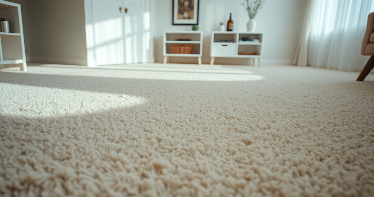 Freshly steam-cleaned carpet with clean lines