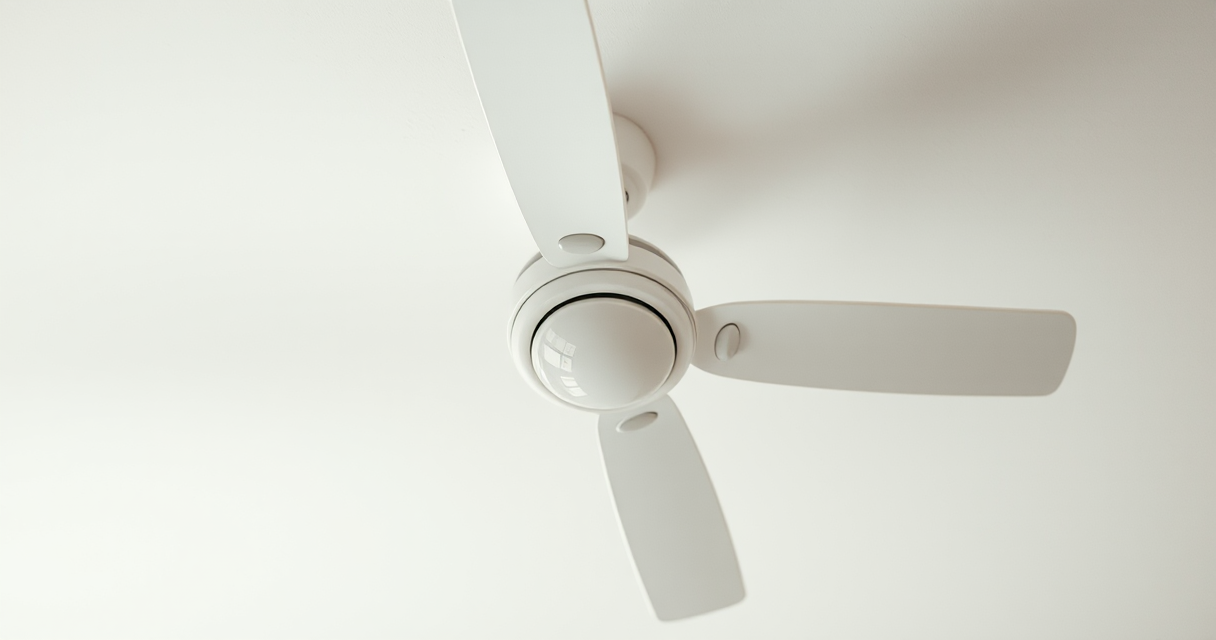 Clean dust-free ceiling fan blades against a white ceiling