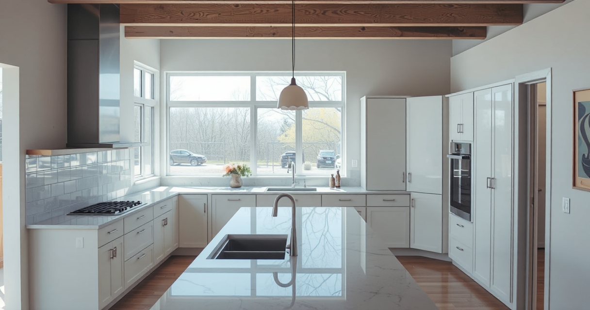 Clean newly built kitchen after construction cleanup