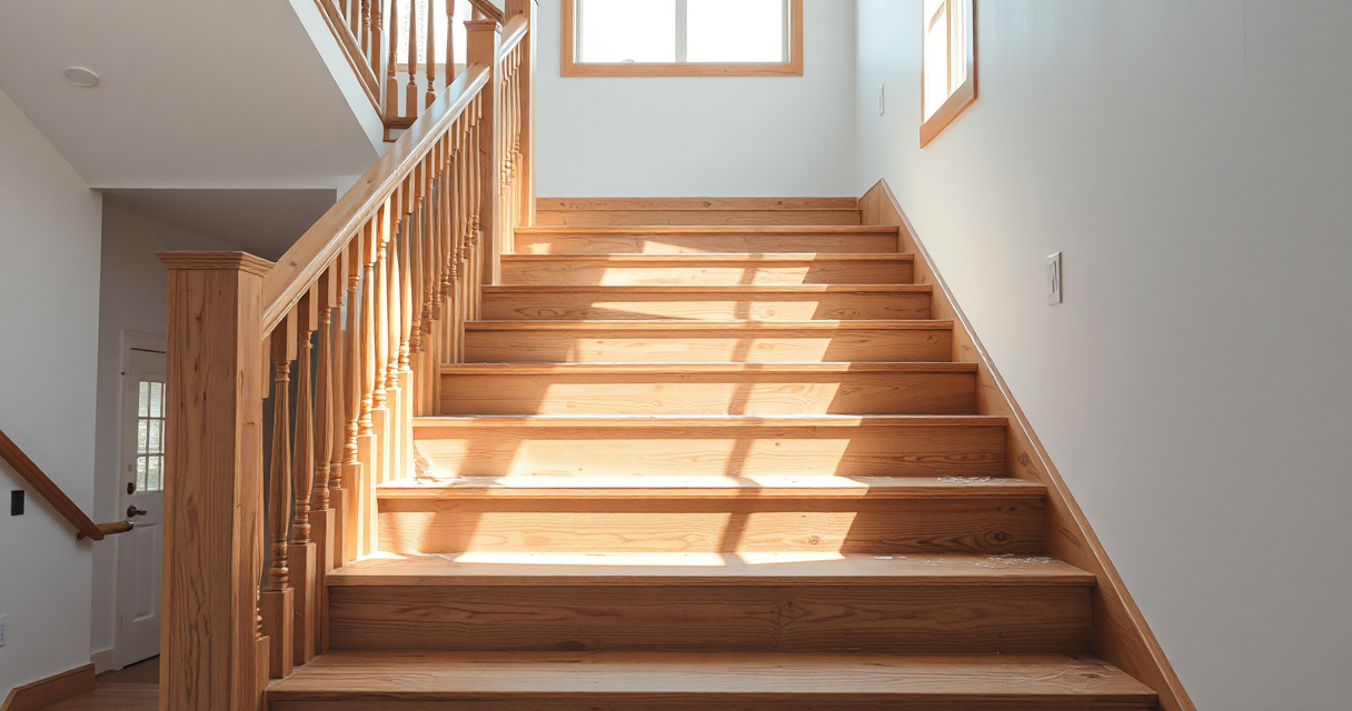 Clean new staircase free of construction debris