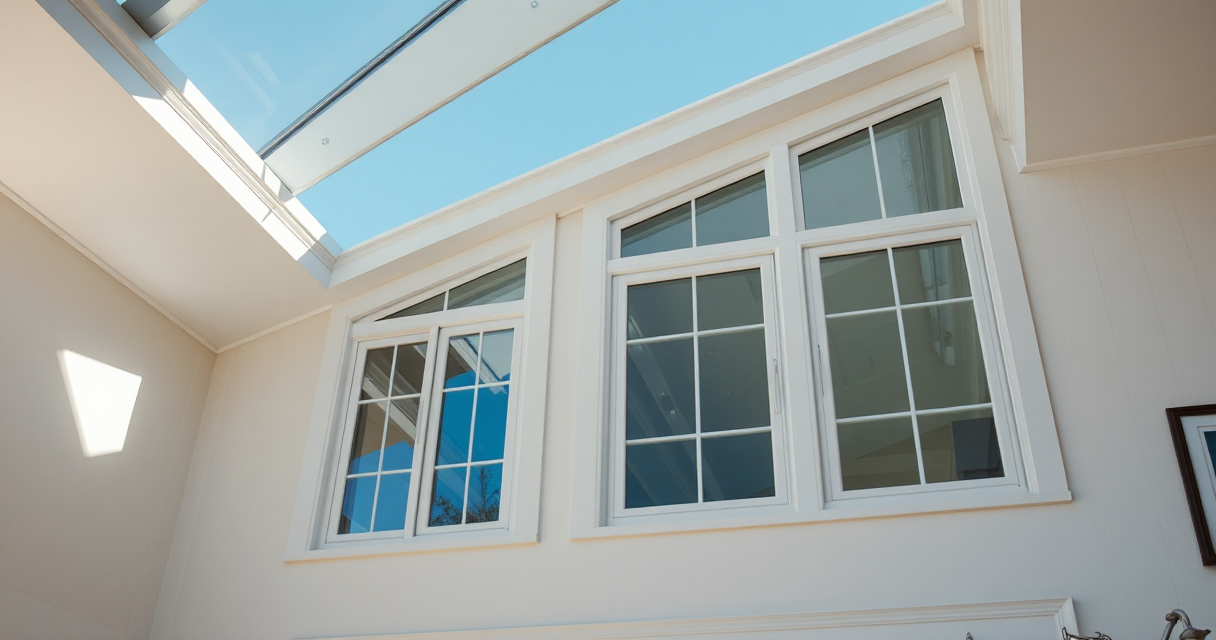 Clean second-story exterior windows on a home