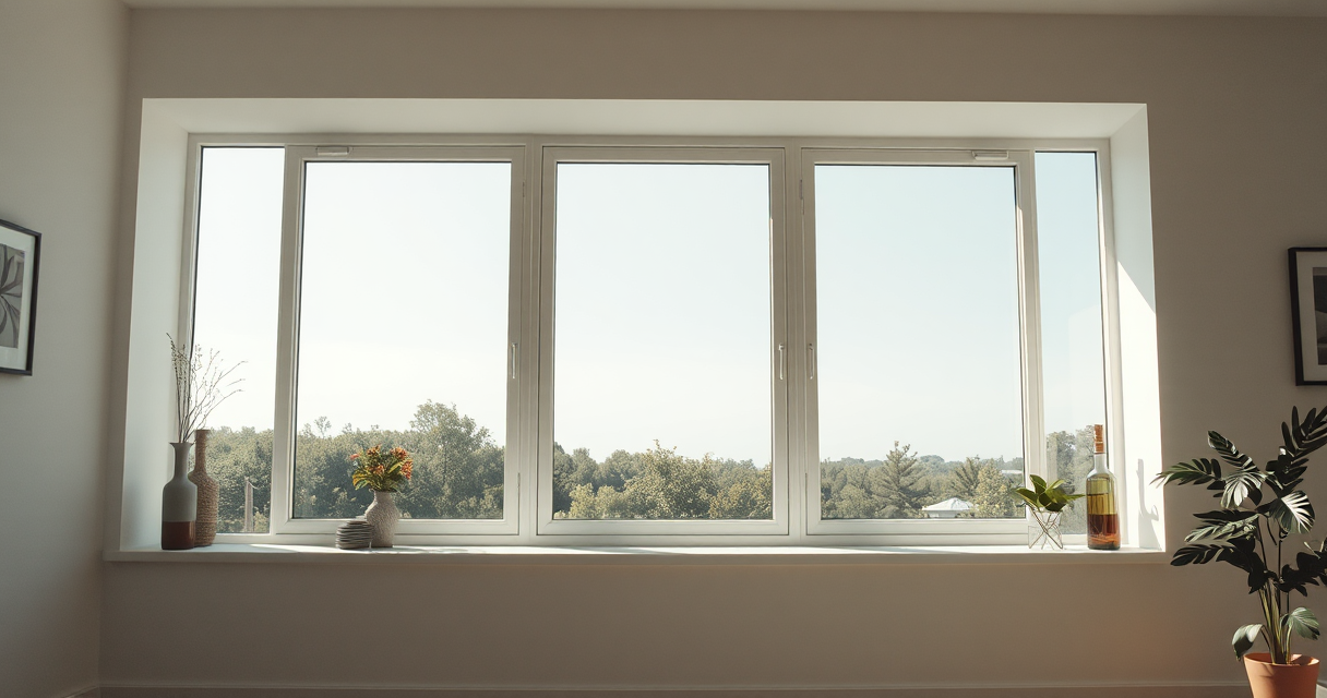 Streak-free clean interior window with sunlight