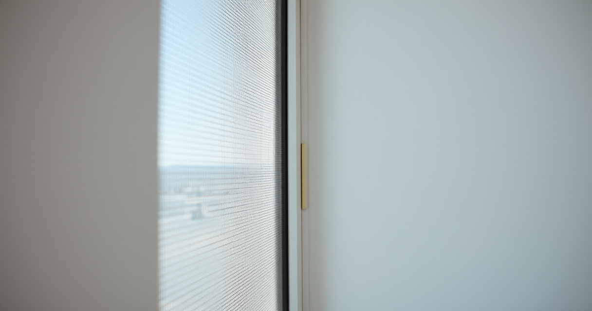 Clean window screen and spotless track, close-up