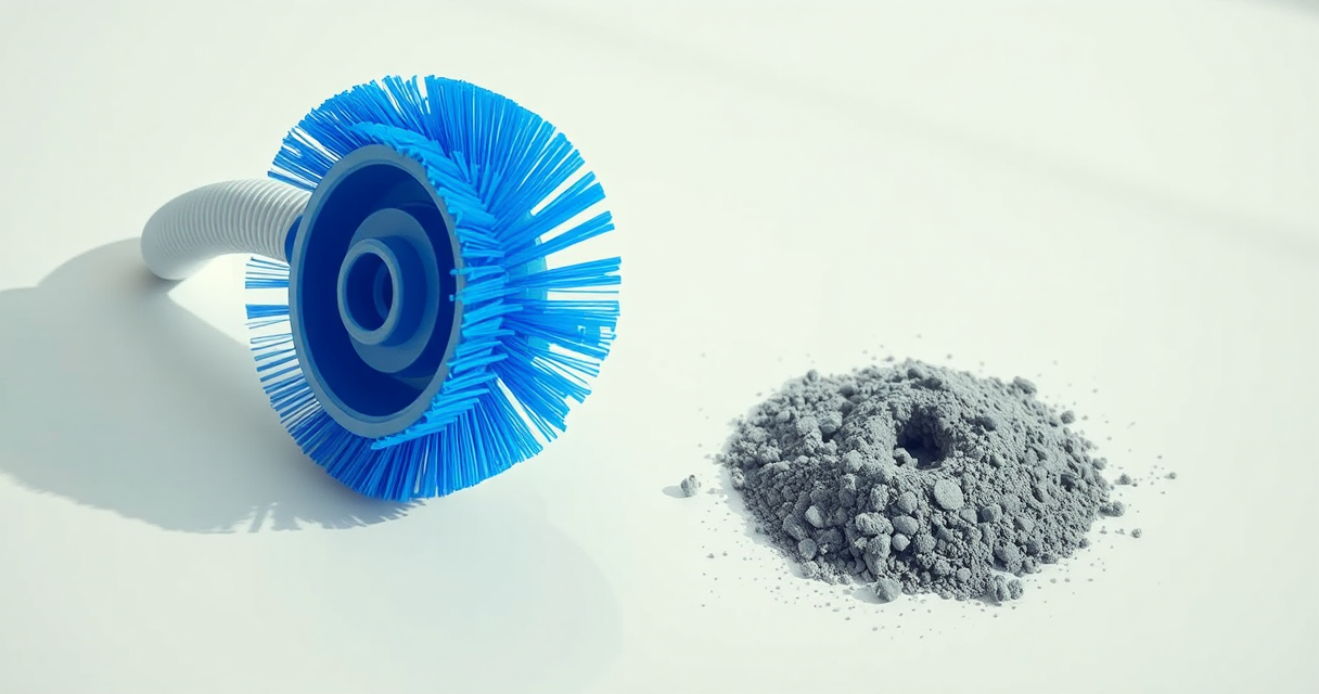 Rotary duct-cleaning brush and flexible rods with swept lint