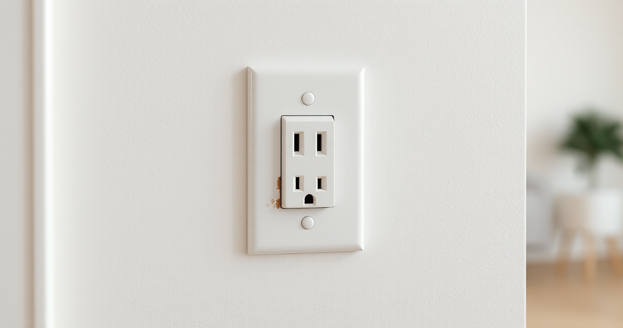 Scorched wall outlet showing an electrical fault