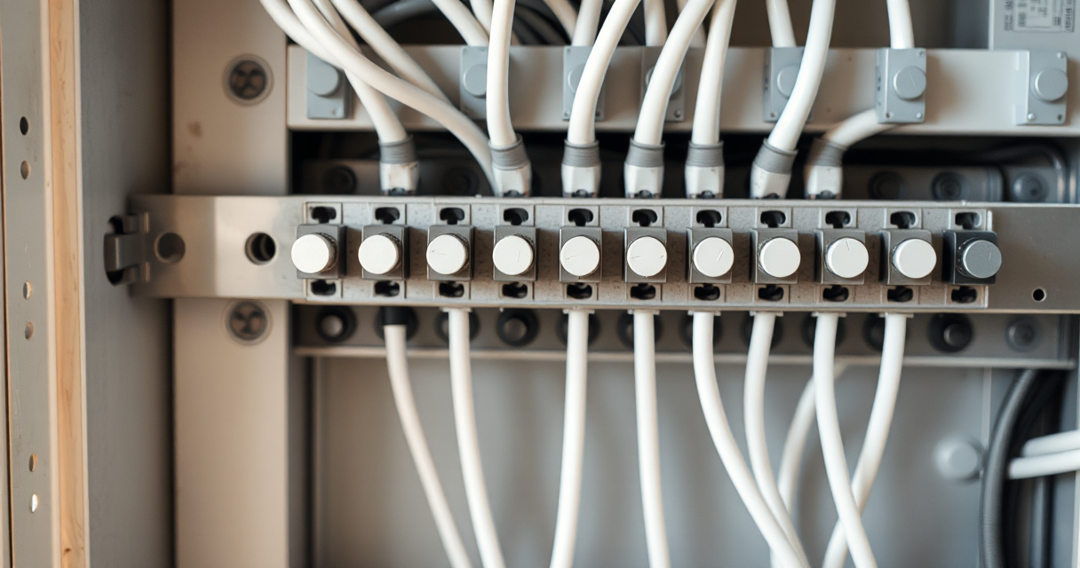 Neatly wired neutral bus bar inside a panel