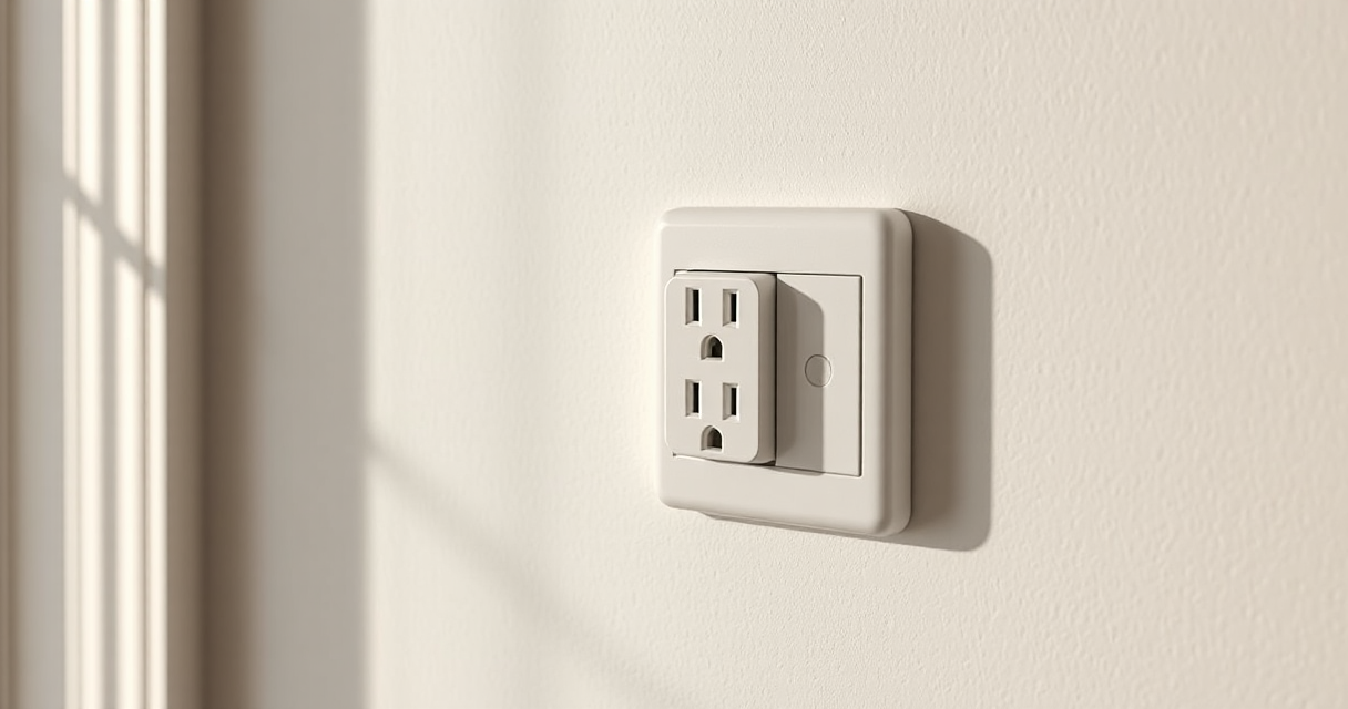 New white electrical outlet on a clean modern wall