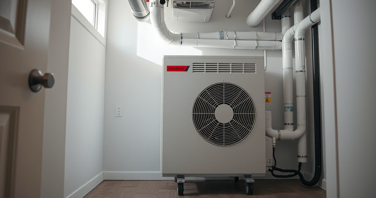 Heat pump air handler installed in a mechanical closet
