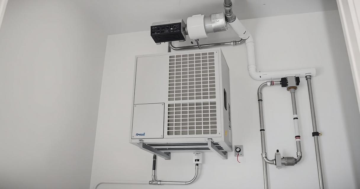 New air handler unit installed in a clean closet