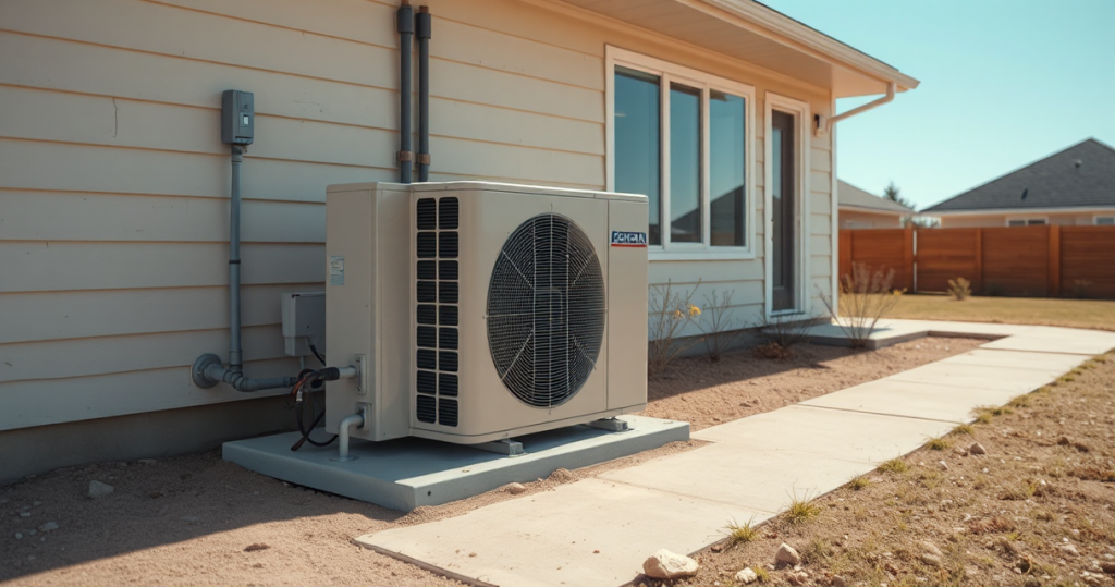 New outdoor condenser and indoor furnace freshly installed