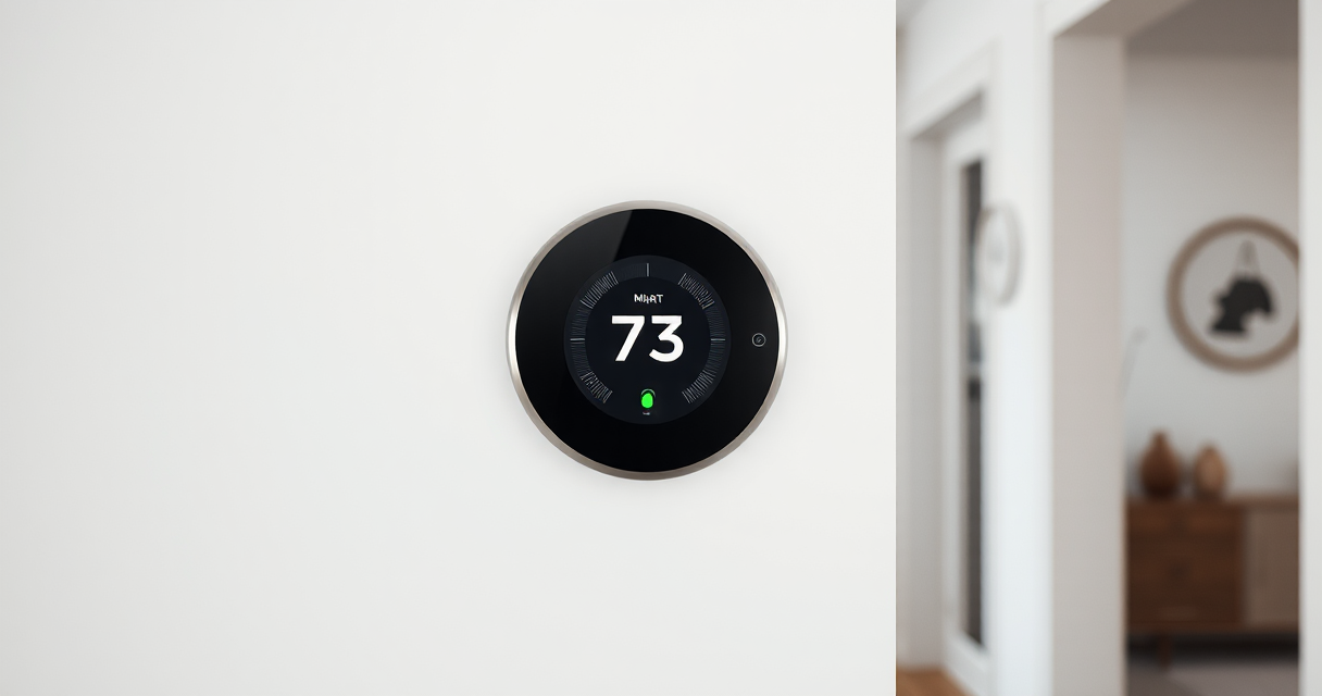 New smart thermostat on the wall after a system upgrade