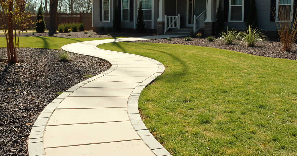 Curved garden pathway through a designed landscape