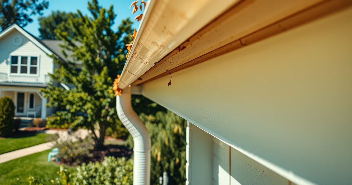 Clean clear gutter along a home roofline