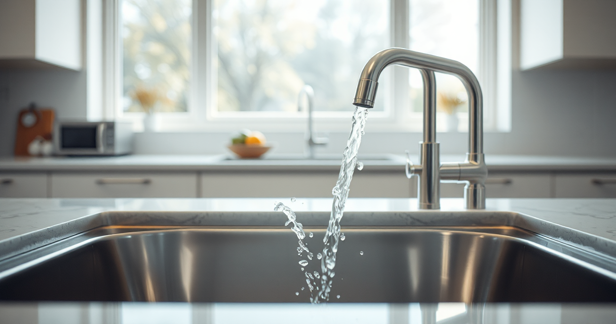 Kitchen sink draining freely with a smooth water swirl