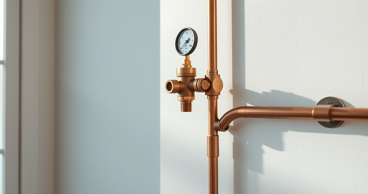 New brass pressure reducing valve installed on the main water line