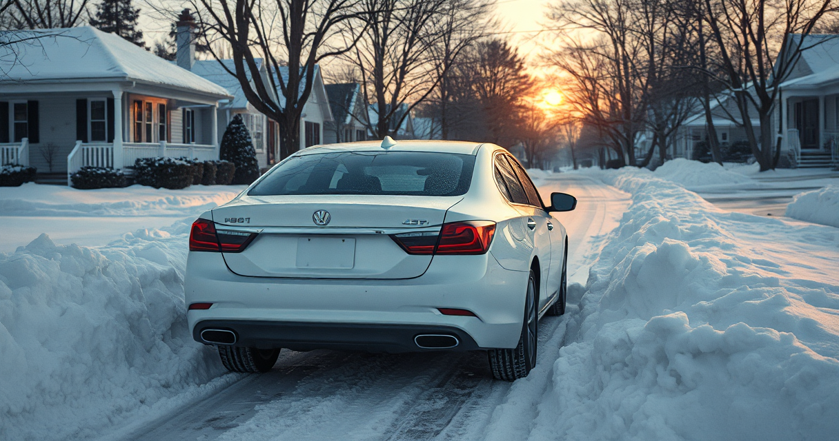 Car dug out and ready to drive with cleared windows
