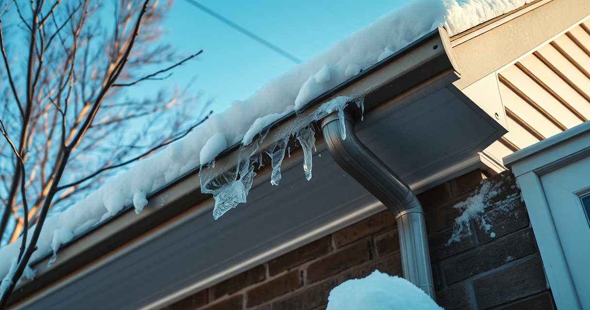 Cleared house gutter free of ice and snow