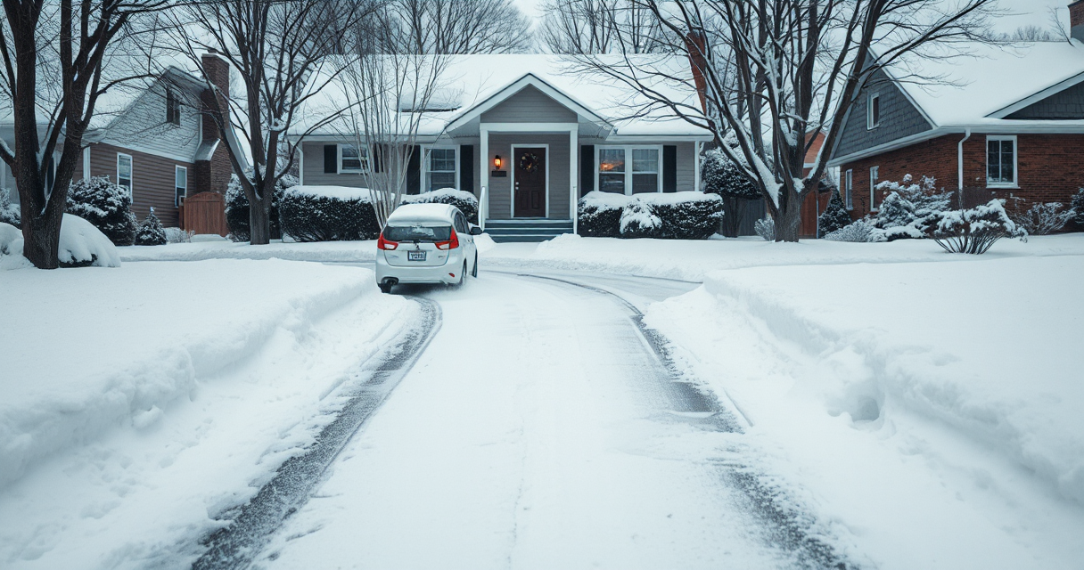 Residential driveway cleared entirely by hand