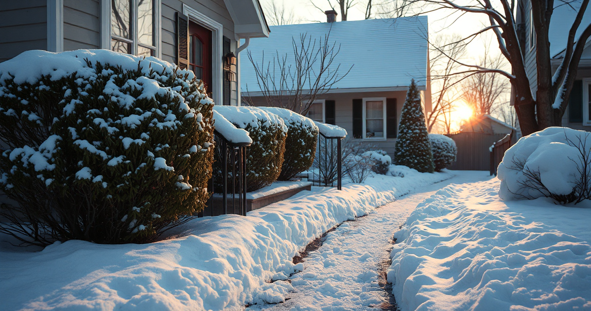 Tidy shoveled path from front door to the curb