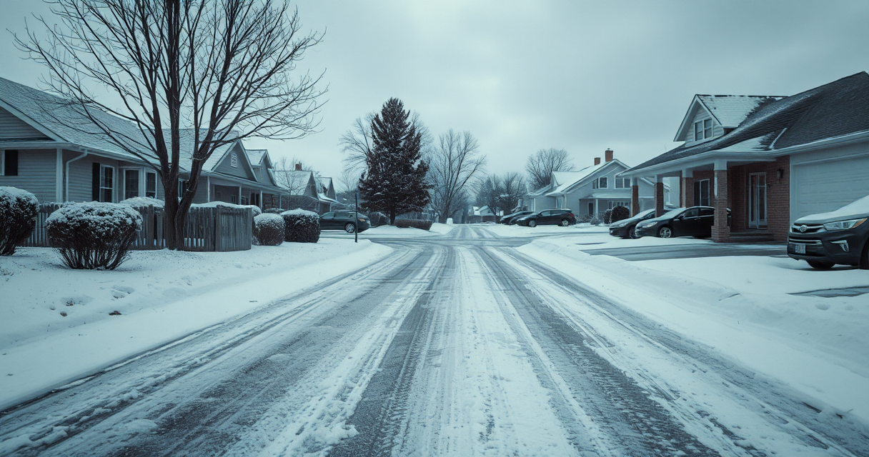 Driveway pre-treated with salt before snow