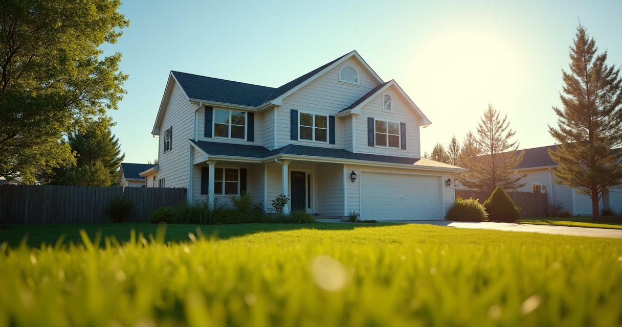 Tall two-story house with clean gutters along a high roofline