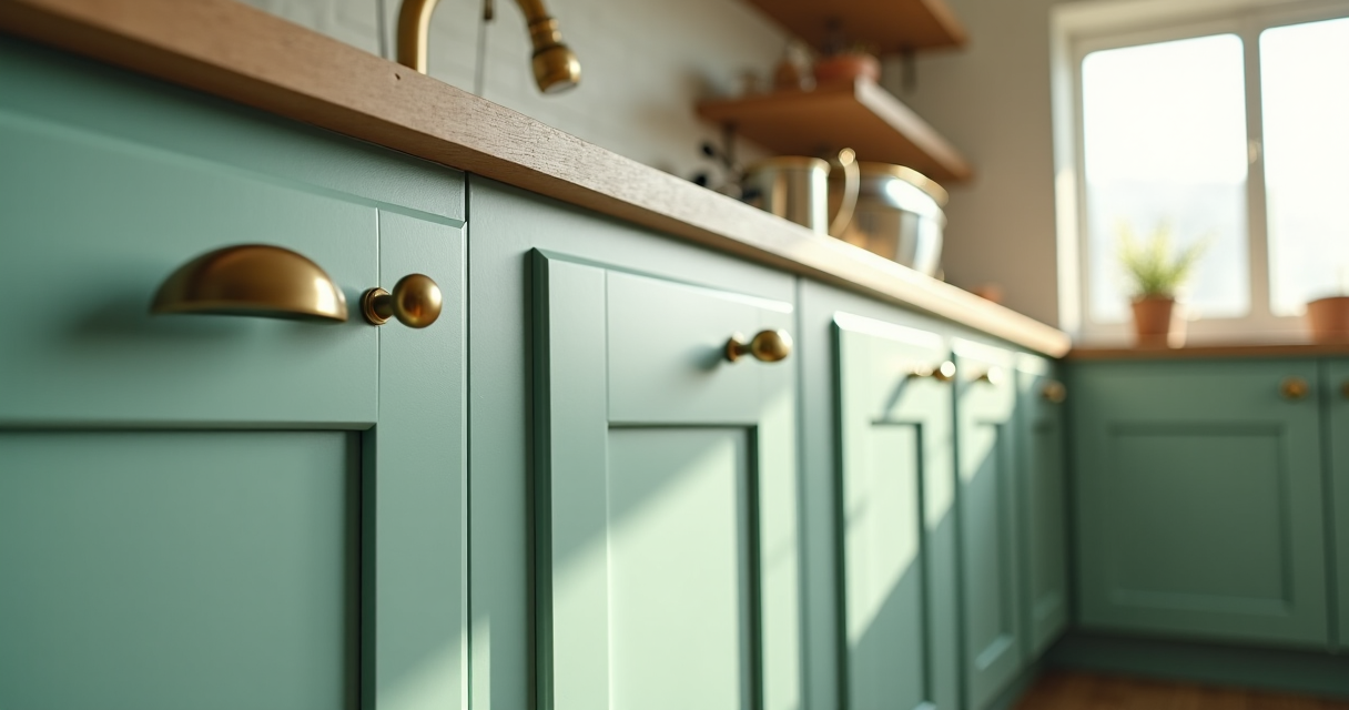 Kitchen cabinets refinished in a smooth factory-like painted finish