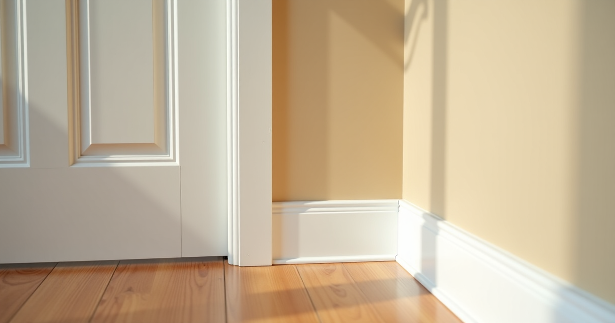 Crisp white painted baseboards and door casing in a bright room