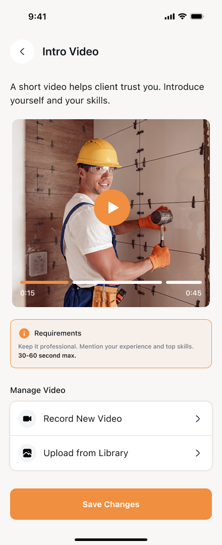 Record an intro video on your AllBetter JobPro profile