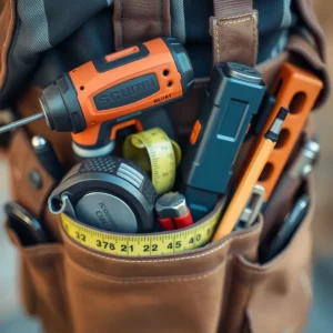 Contractor tools neatly organized on a workshop wall
