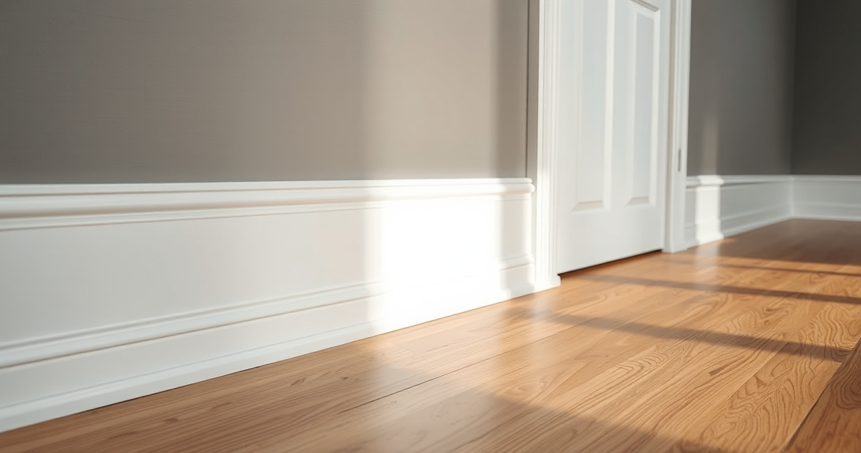 Crisp white baseboard and trim freshly caulked and painted