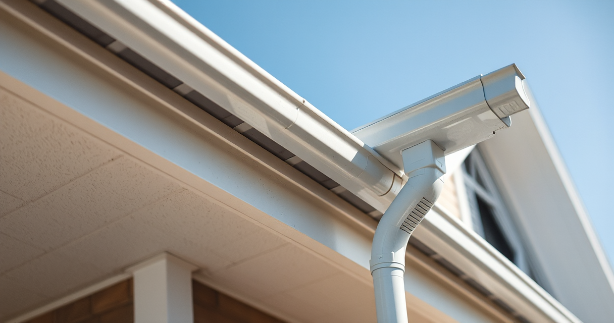 Clean reattached gutter running along a house roofline