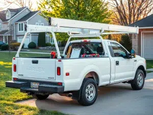 Contractor truck at a job site during the spring rush